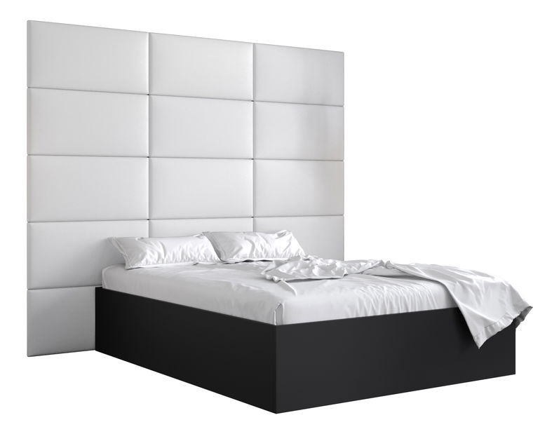 Bračni krevet s tapeciranim uzglavljem 160 cm Brittany 1 (crna mat + bijela) (s podnicom)