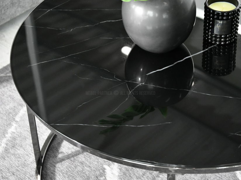 Konferenčný stolík Grande (čierny mramor + čierna)