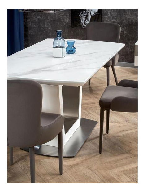 Széthúzható étkezőasztal 160-200 cm Birgit (fehér márvány) (6 8 fő részére)