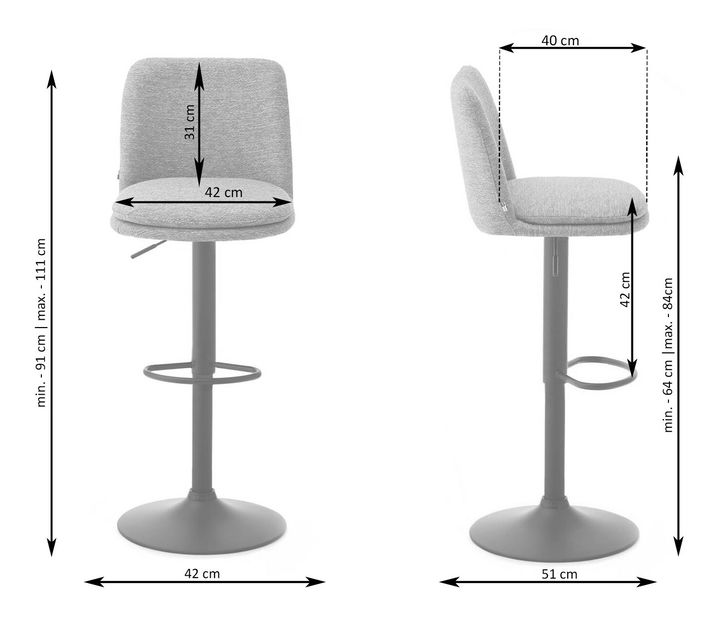 Barska stolica Ravelianto (krem + crna)