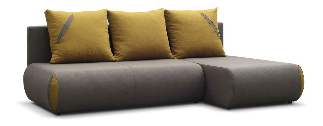 Rohová sedačka Clanea (hnedá + žltá) (P)