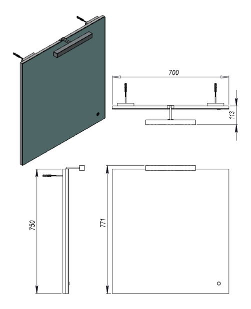 Zrkadlo Juventa Rizzo ZlM-75 W (s poličkou, LED osvetlením a pohybovým senzorom)