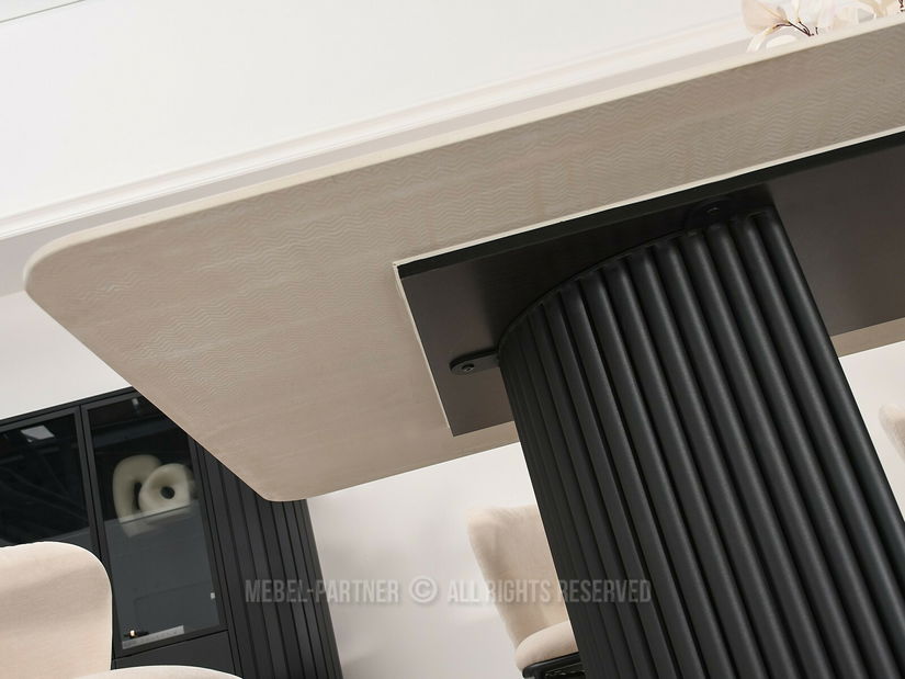 Masă sufragerie Acababa (marmură + negru)