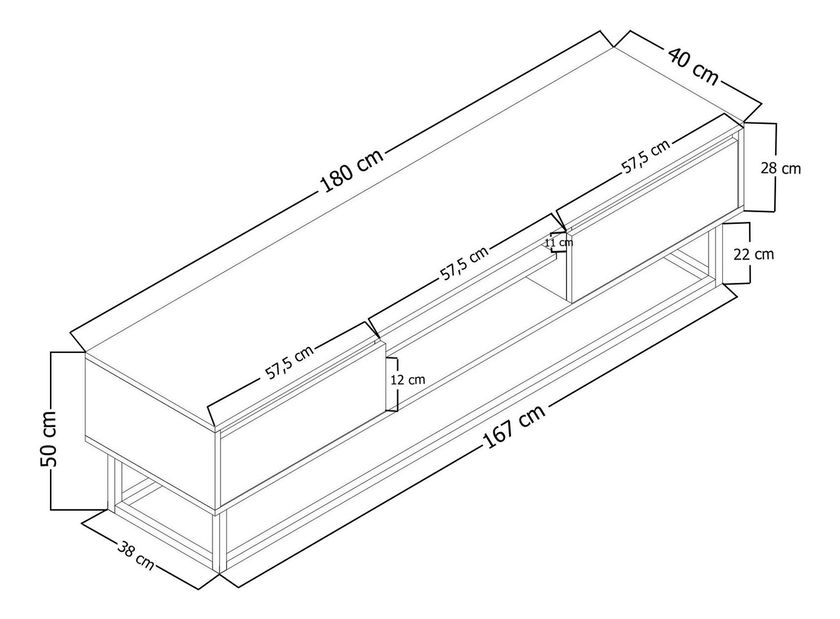 TV asztal/szekrény Ponake 2 (dió + fekete)