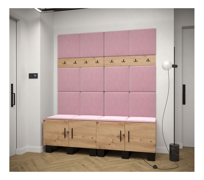 Set mobilier pentru hol Amanda 3 (Stejar artisan + roz)