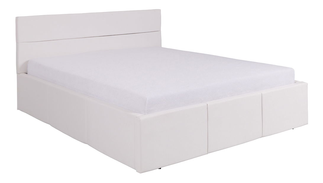 Pat matrimonial 170 cm Calabria P (Alb Piele ecologică) (cu somieră)