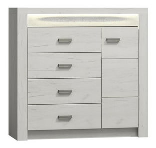 Komoda Nadenas N17 (hrast craft bijeli) (s LED rasvjetom)