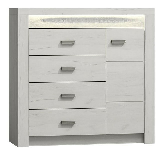 Comodă Nadenas N17 (Stejar craft Alb) (cu iluminat LED)