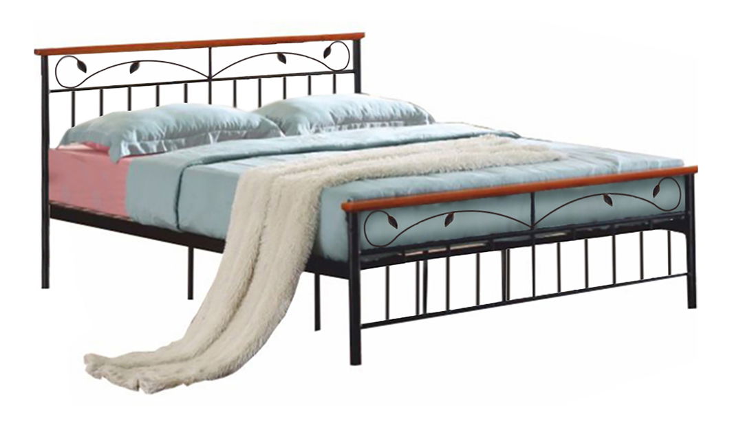 Franciaágy 160 cm Myles 160 (fekete + cseresznye) (ágyráccsal)