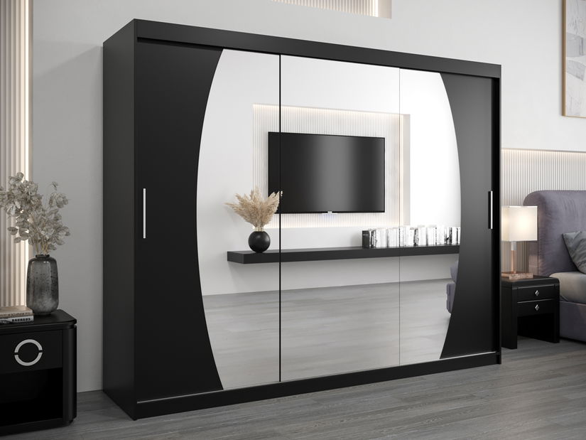 Dulap de haine 250 cm Eclipse (Negru mat + Negru mat)
