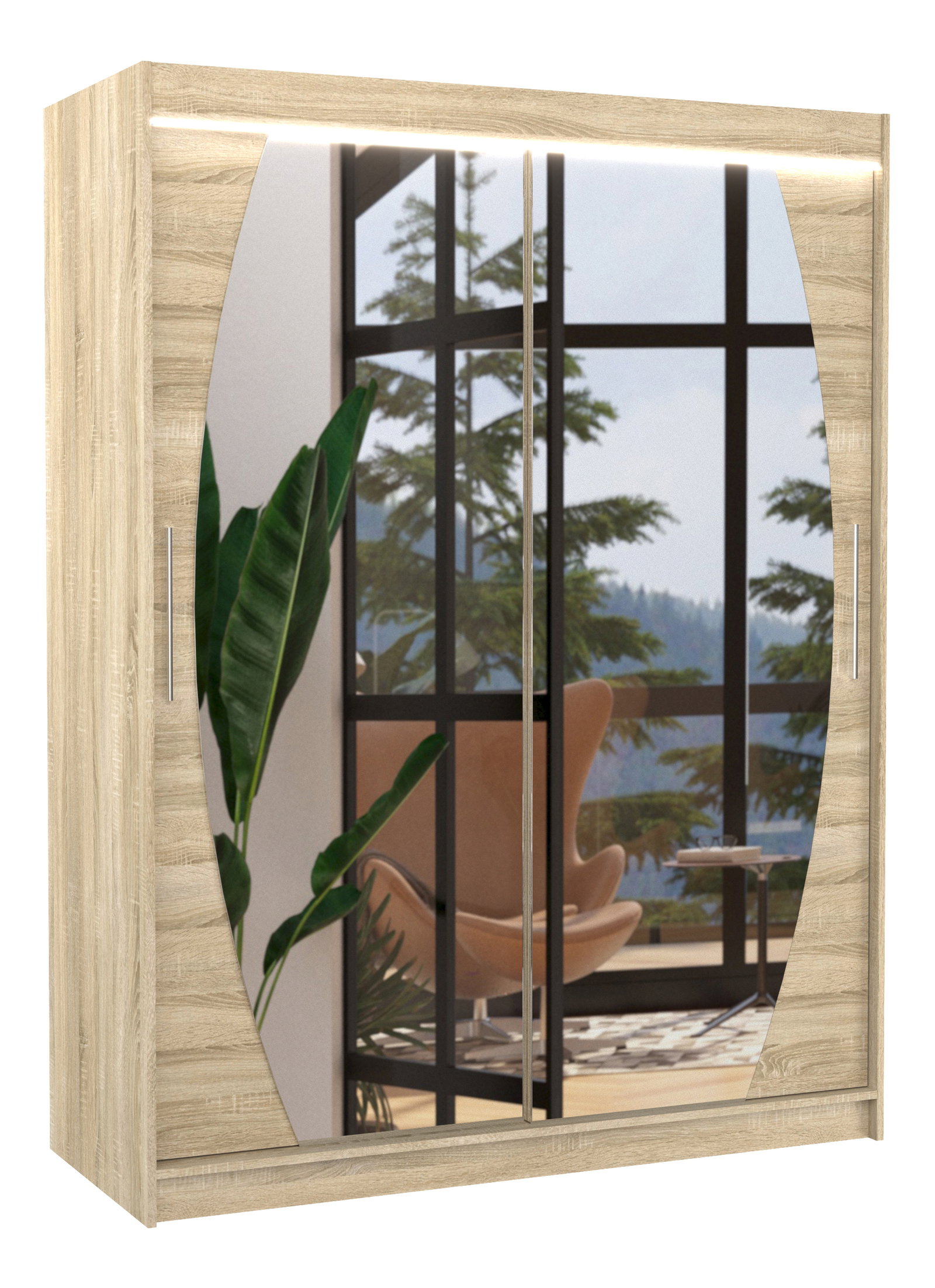 Šatníková skriňa Arow (dub sonoma) (so zrkadlom)