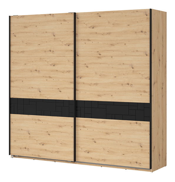 Šatníková skriňa BRW Pont SZF/240 (dub artisan + čierna matná)