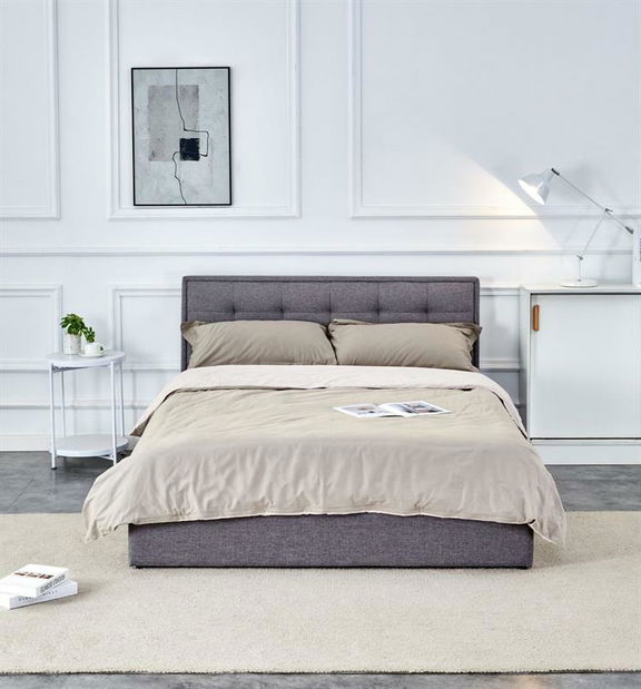 Manželská posteľ 140 cm Padvalion 140 (s úložným priestorom) (sivá)