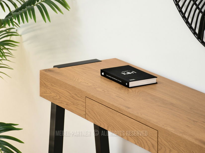 Măsuță consolă Mukusiz (stejar + negru)