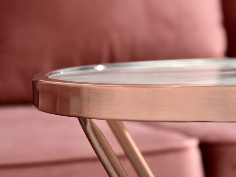 Konferenčný stolík Armin S (biely mramor + medená)