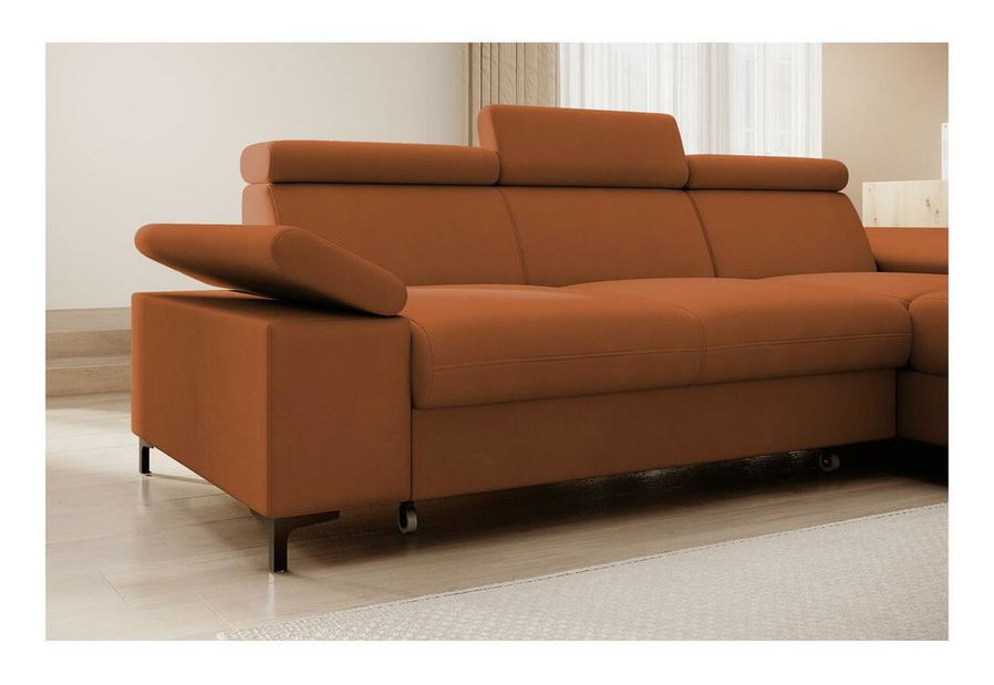 Rohová sedacia súprava Miles (P) (medená + čierna)