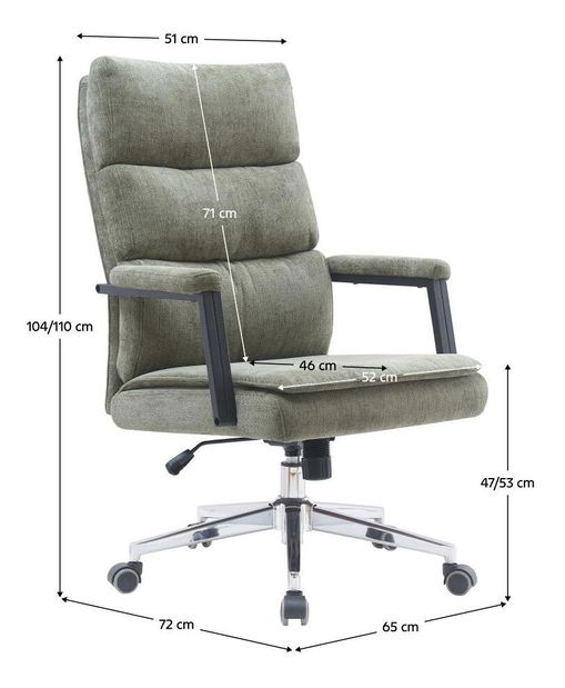 Fotoliu birou Zonnos (verde + crom)