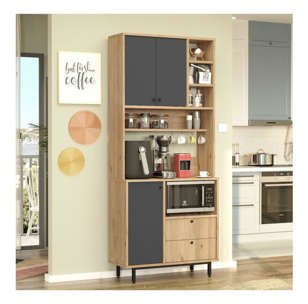 Dulap cu rafturi Rebutia 6 (stejar + antracit)