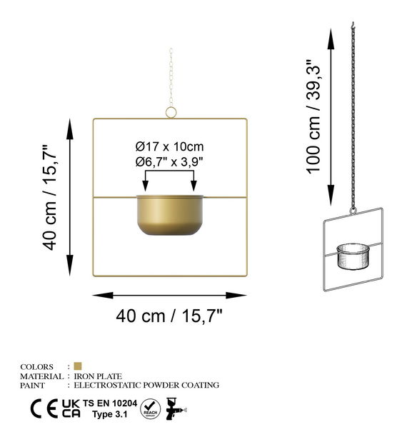 Dekoratívny hrniec Panjabi (zlatá)