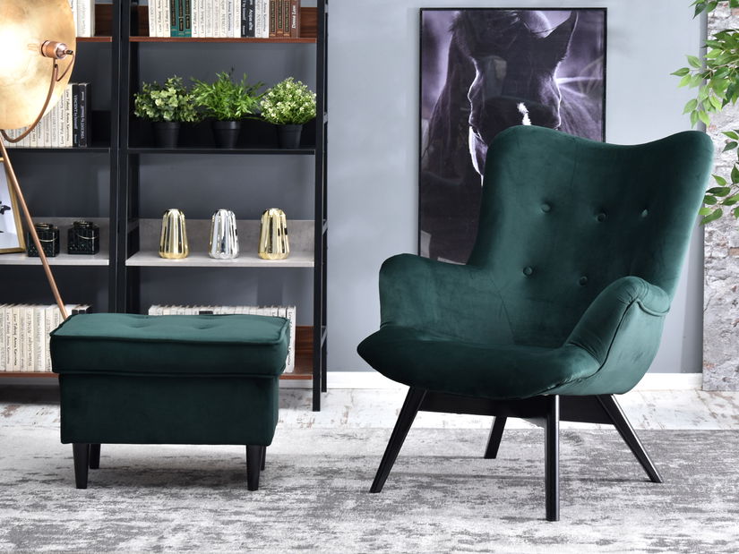 Dizajnové kreslo Florentino (tmavozelená + biela)