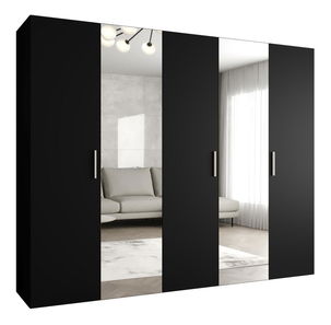 Ruhásszekrény 250 cm Borry 2 (fekete + ezüst)