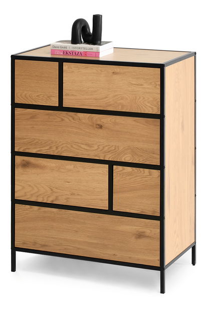 Comodă Soren Kom (stejar + negru)