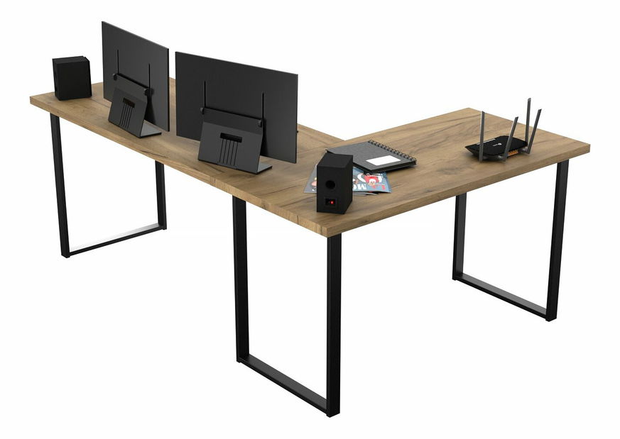 Masă PC de colț Vintid (Stejar craft + Negru)