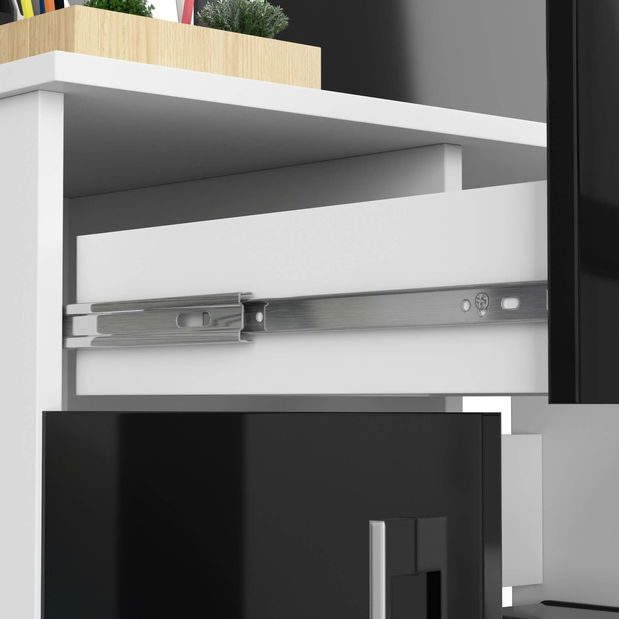 PC stolík Jaloms (biela + lesk čierny)