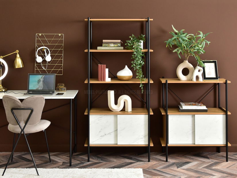 Regál Almasa A3 (biely mramor + čierna)