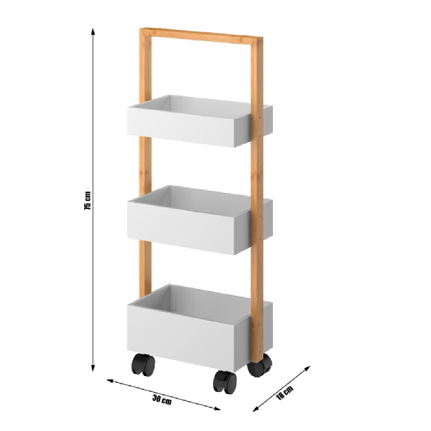 Regál Arlox (biela + bambus)