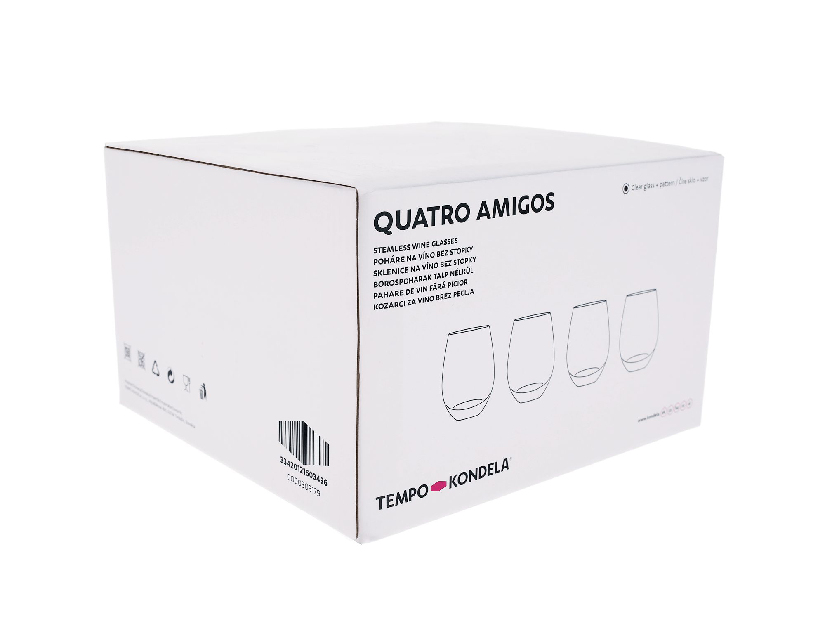 Set de 4 pahare 600ml Quatra amigos (auriu + motiv de iarnă)