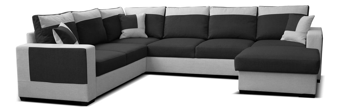 Rohová sedačka U Mega 2+A+2F+L (čierna + sivá) (P)