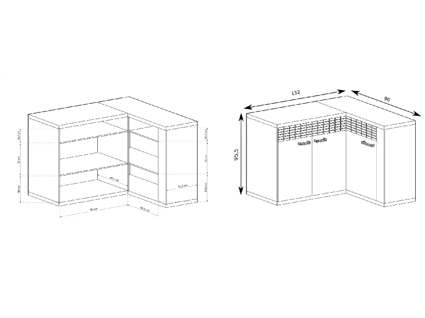 Kutna komoda Nature 15 (s LED rasvjetom) (hrast ribbeck)