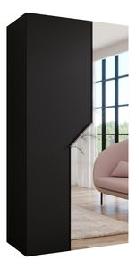 Šatníková skriňa Alaris 2 100 (čierna + kašmír) (so zrkadlom)