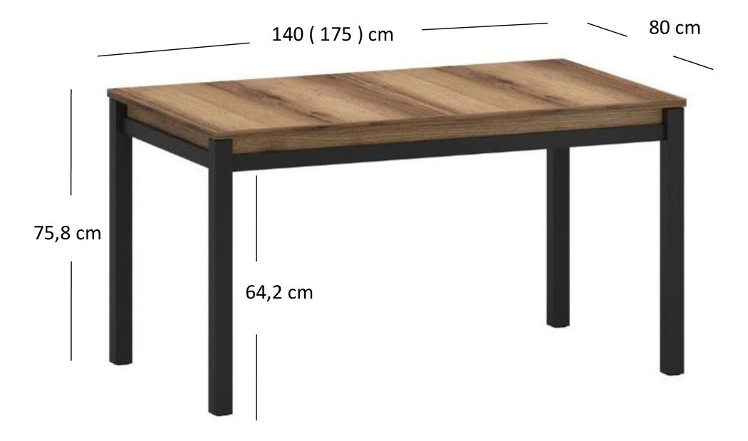 Masă de sufragerie extensibilă 140-175 cm Marni (Stejar delano închis)
