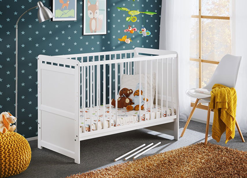 Detská postieľka 60 cm Teressa 26 WW BT+M (biela) (s matracom)