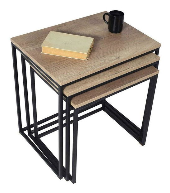 Dohányzóasztal szett (3 db.) Lepuki (dió + fekete)