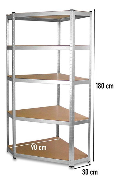 Rohový regál Rubia 2 (strieborná)