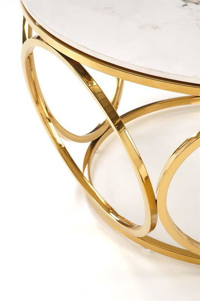 Konferenčný stolík Viviana 2 (biely mramor + zlatá)