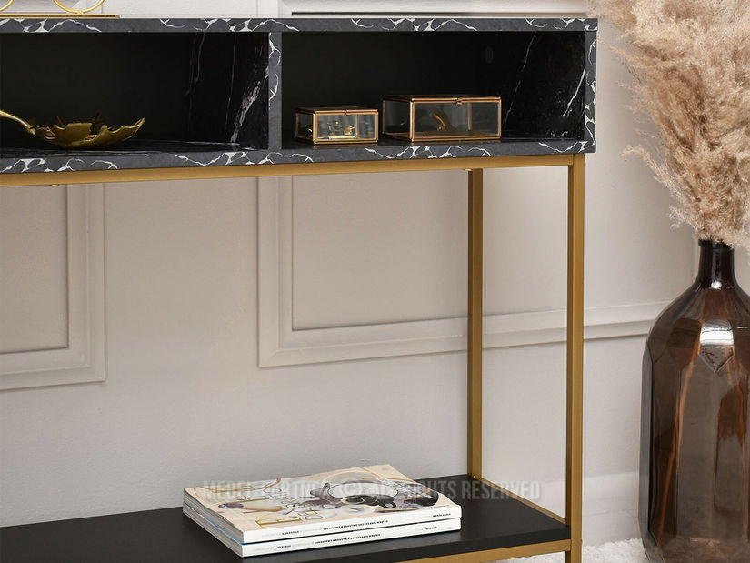 Konzolový stolík Frey (čierna + zlatá)