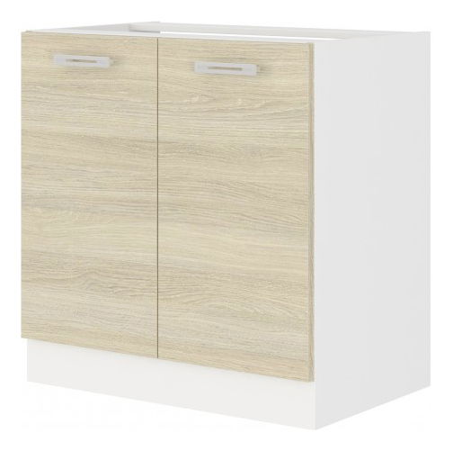 Dulap inferior de bucătărie sub chiuvetă Loile 80 ZL 2F BB (Alb + Stejar latte)