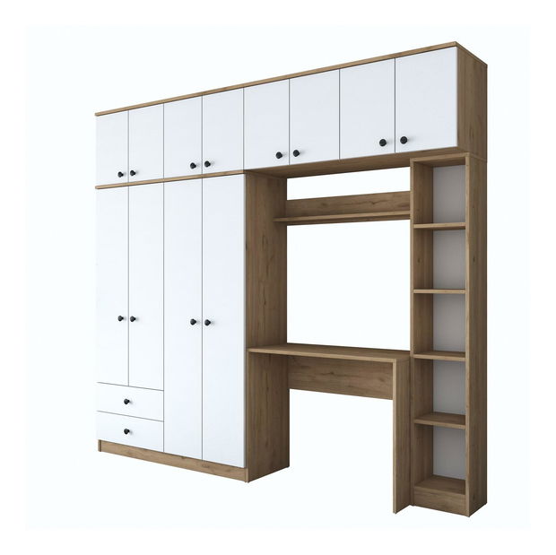 Mobilier cameră studenți Bivake 2 (nuc + alb)