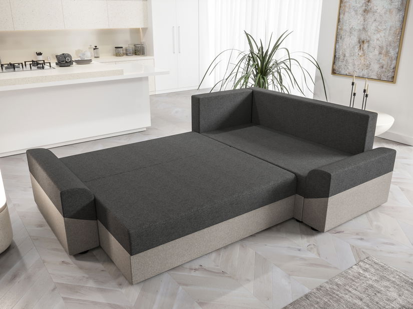 Rohová sedacia súprava Dusk Plus (béžová + tmavohnedá) (P)