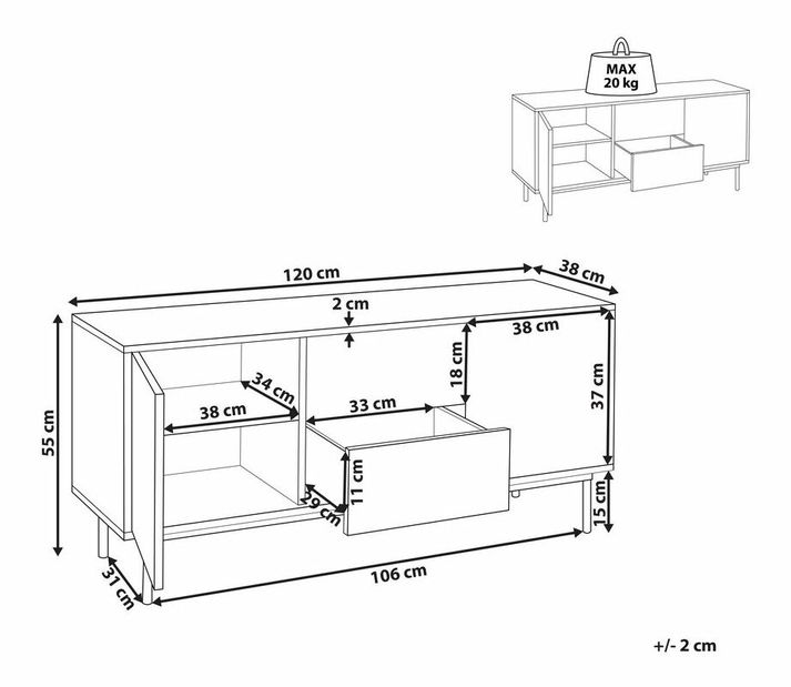 Skrinka Oklza (tmavé drevo + čierna)