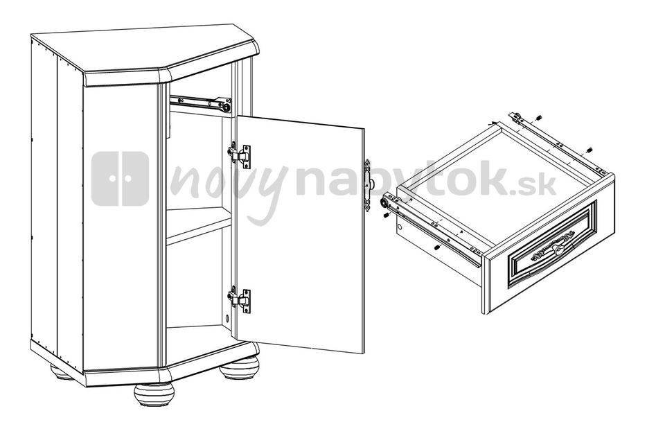 Sarok komód Natacha KOMN60 P