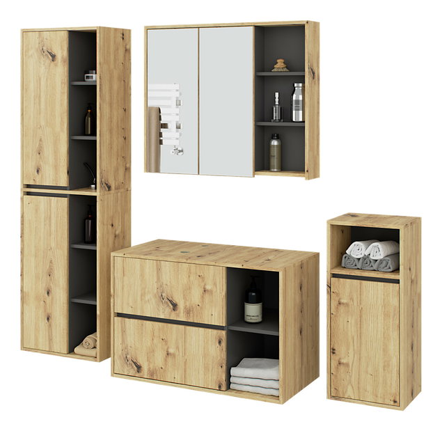 Set mobilier baie Vambos luxe (stejar artizanal + grafit)