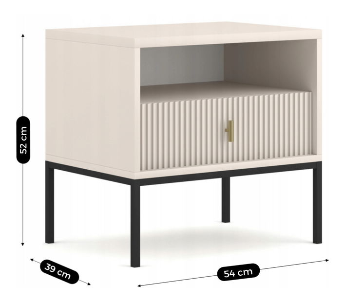 Nočný stolík Militaba (kašmír + čierna) 