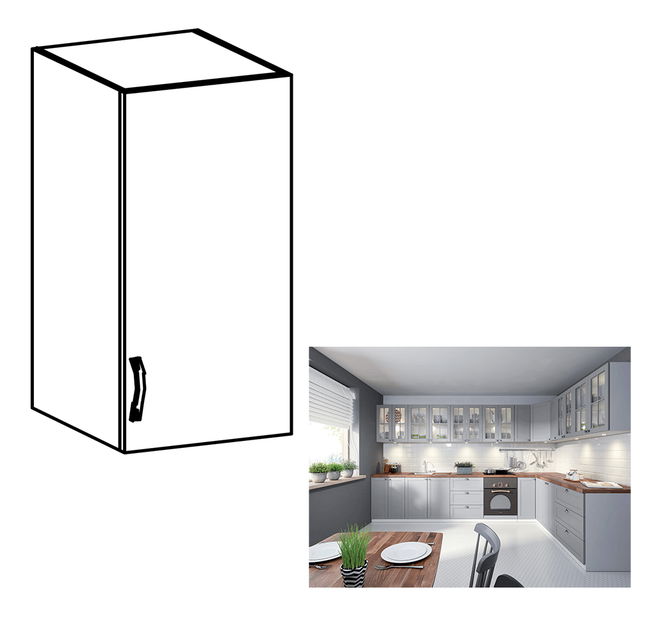 Horná kuchynská skrinka G40 Lanaya (biela + sivá matná) (P)