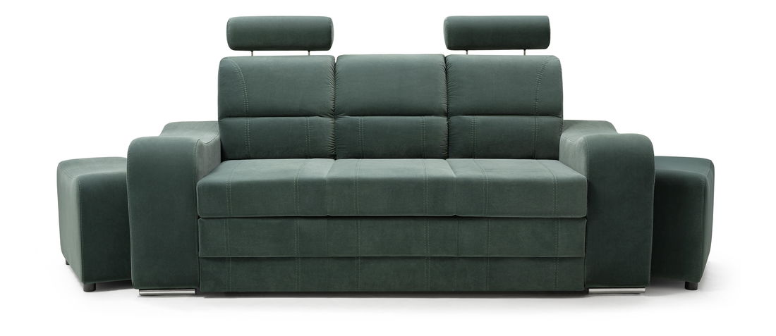 Canapea trei locuri Wendell (verde) (cu taburete)