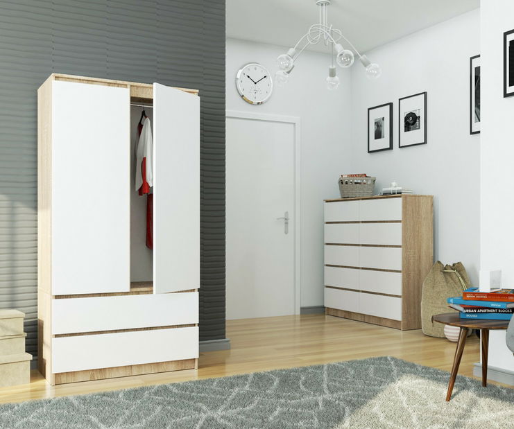 Ruhásszekrény Safwan (szonoma tölgy + fehér)